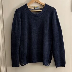 PRADA reverse knit cashmere Classic Navy Blue Men's Sweater sz small